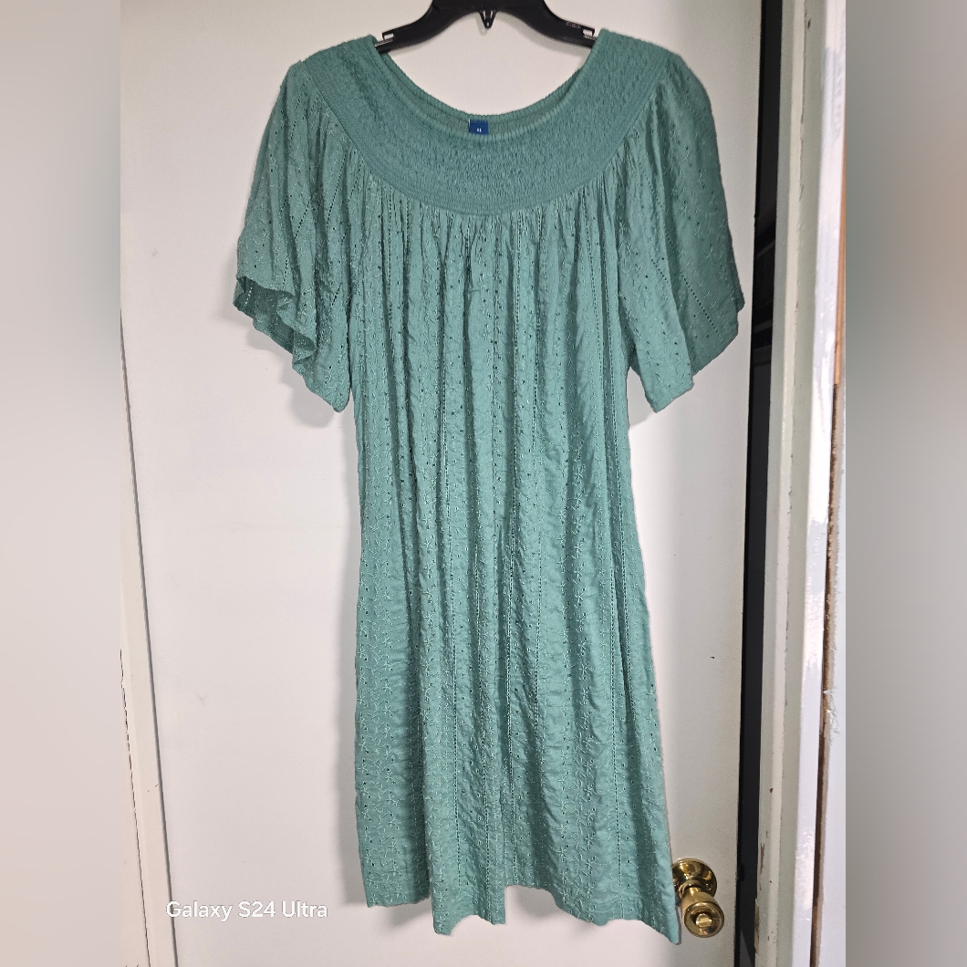 Old Navy * Flutter-Sleeve Smocked Embroidered Mini Shift Dress * Sz Xl * Nwt